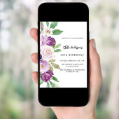 Paarse violette bloemen verjaardag kaart