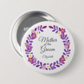 Paarse / Violette Bloemenkrans Moeder van de Bruid Ronde Button 7,6 Cm (Voorkant /achterkant)