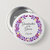 Paarse / Violette Bloemige Oma van de Bruidegom Ronde Button 7,6 Cm (Voorkant /achterkant)