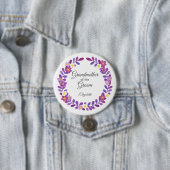 Paarse / Violette Bloemige Oma van de Bruidegom Ronde Button 7,6 Cm (In situ)