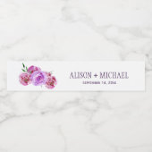 Paarse violette blozen bloemenboeket bruiloft waterfles etiket (Enkel label)