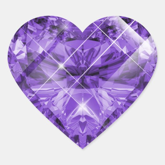 Paarse, Violette Edelsteen Hart Sticker (Voorkant)