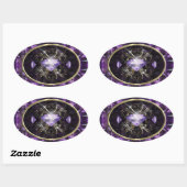 Paarse, Violette Edelsteen Ovale Sticker (Vel)
