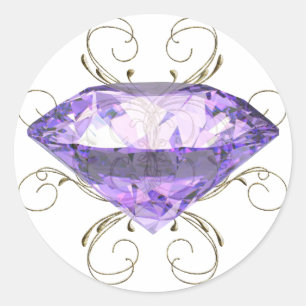 Paarse, Violette Edelsteen Ronde Sticker