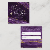 Paarse Violette Gouden Glitter Marmeren Agaat Deel Aanbevelingskaartje (Voorkant / Achterkant)