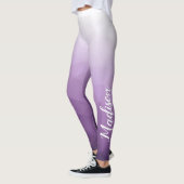 Paarse violette gradiënt geometrie mesh patroonnaa leggings (Links)