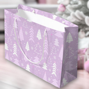 Paarse violette moderne bomen winterkerst groot cadeauzakje
