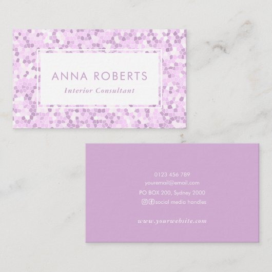 Paarse violette Mozaïek visitekaartje (Voorkant / Achterkant)