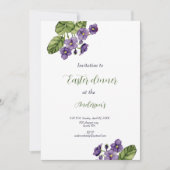 Paarse violette waterverf Paasmaaltijd Uitnodiging (Voorkant)