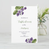 Paarse violette waterverf Paasmaaltijd Uitnodiging (Staand voorkant)