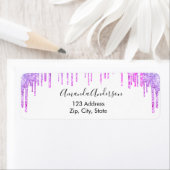 Paarse violette witte glitterslijm retouradres etiket (Insitu)