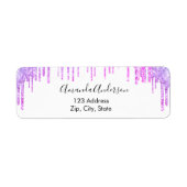 Paarse violette witte glittersluiers retouradres etiket (Voorkant)