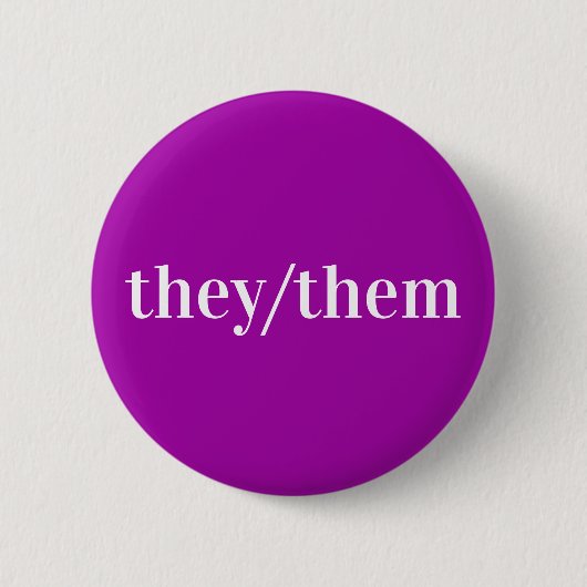 Paarse violette witte voornaamwoord Button zij/hen (Voorkant)
