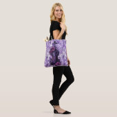Paarse Viool op Lila Bloemen  Grote Schoudertas Tote Bag (Op model)