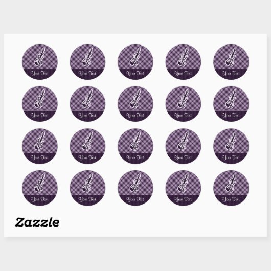 Paarse viool ronde sticker (Vel)