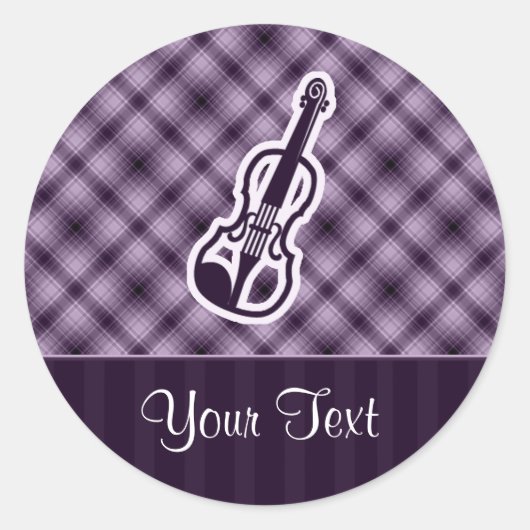 Paarse viool ronde sticker (Voorkant)