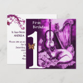 Paarse vioolpartij van de MUSICAL CAT Kaart (Voorkant / Achterkant)