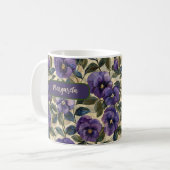 Paarse Viooltje Bloem Koffiemok (Voorkant links)