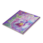 Paarse Viooltje Bloem Waterverf Bloemige Keramisch Tegeltje (Zijkant)