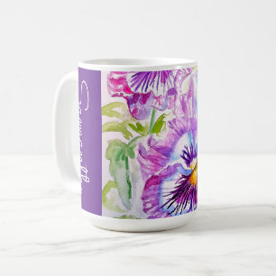 Paarse Viooltje Bloem Waterverf Vrouwelijke Naam V Koffiemok