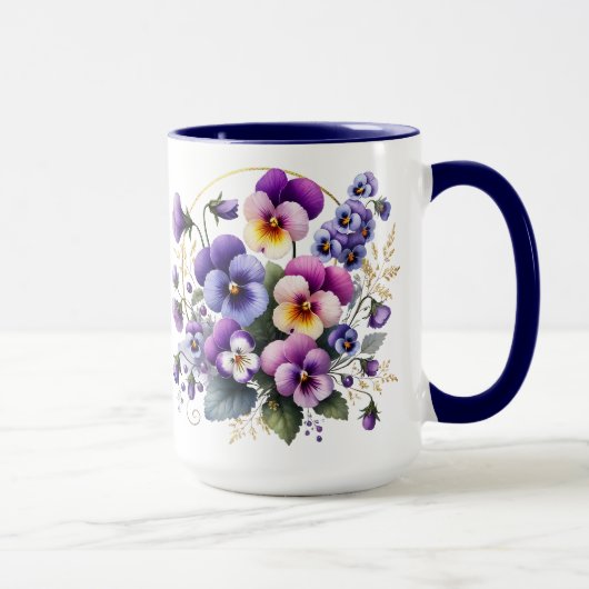 Paarse Viooltje Bloemen Mok (Rechts)