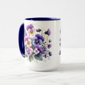 Paarse Viooltje Bloemen Mok (Voorkant links)