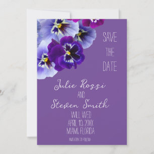 Paarse Viooltje Bloemige Save the Date