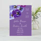 Paarse Viooltje Bloemige Save the Date (Staand voorkant)