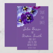 Paarse Viooltje Bloemige Save the Date (Voorkant / Achterkant)