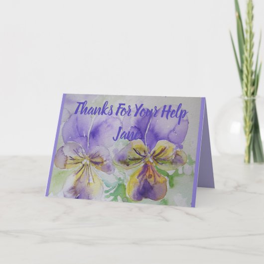 Paarse Viooltje Dankjewel dan Watercolor Kaart (Voorkant)