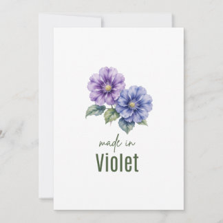 Paarse Viooltje Geboortebloem Waterverfkaart Kaart