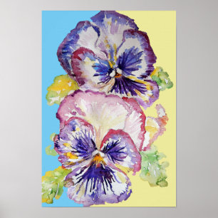 Paarse Viooltje Kunst Bloem Bloemen Watercolor Pos Poster