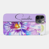Paarse Viooltje Viooltjes Waterverf Bloem Case-Mate iPhone Case (Achterkant (horizontaal))