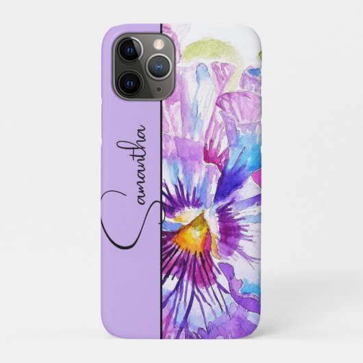 Paarse Viooltje Viooltjes Waterverf Bloem Case-Mate iPhone Case (Achterkant)