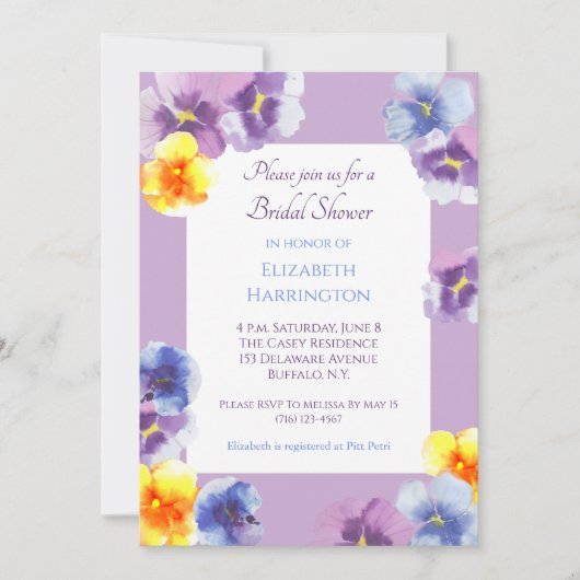 Paarse Viooltje Watercolor Boho Bruiloftsfeest Kaart (Voorkant)
