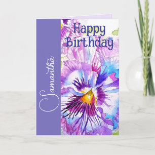 Paarse Viooltje Waterverf Bloemen Meisjes Naam Ver Kaart