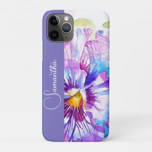 Paarse Viooltje Waterverf Bloemen Meisjesnaam Bloe Case-Mate iPhone Case