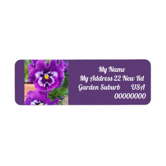 Paarse Viooltjes Bloem Bloem Retour Adres Labels (Voorkant)