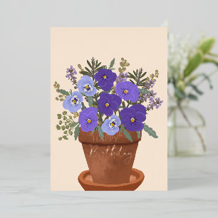 Paarse Viooltjes Bloem Februari Geboortebloem Folie Feestdagenkaart