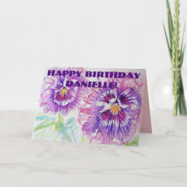 Paarse Viooltjes bloemen aquarel kaart