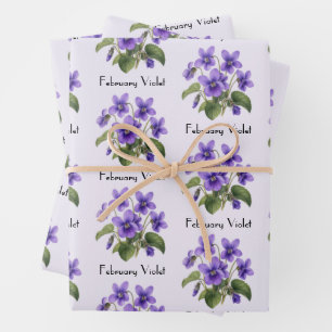 Paarse Viooltjes Bloemen Inpakpapier Vel