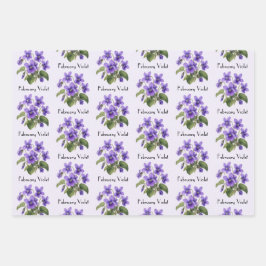 Paarse Viooltjes Bloemen Inpakpapier Vel