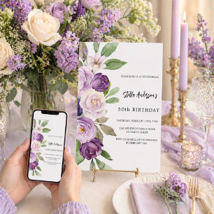 Paarse viooltjes bloemen verjaardag kaart