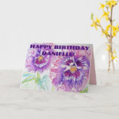 Paarse Viooltjes bloemen watercolor kaart (Gele Bloem)