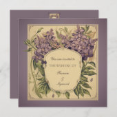 Paarse viooltjes bloemenbruiloft uitnodiging (Voorkant / Achterkant)