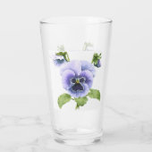 Paarse Viooltjes Bloemige Botanische Kunst Glas (Achterkant)