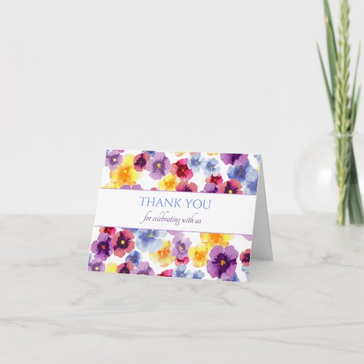 Paarse Viooltjes Boho Aquarel Bruidsdiner Bedankkaart (Voorkant)