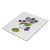 Paarse viooltjes botanische klassieke waterverf tegeltje (Zijkant)