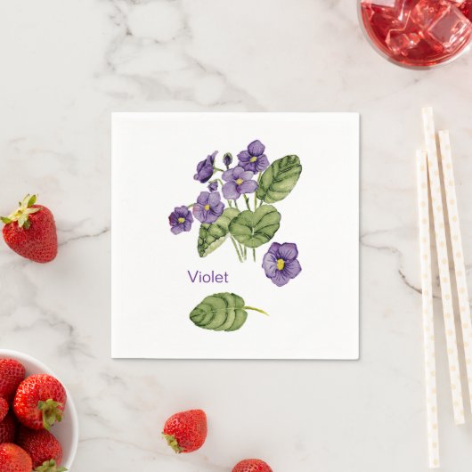paarse viooltjes botanische waterverf Papier serve Servet (Insitu)