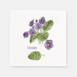 paarse viooltjes botanische waterverf Papier serve Servet